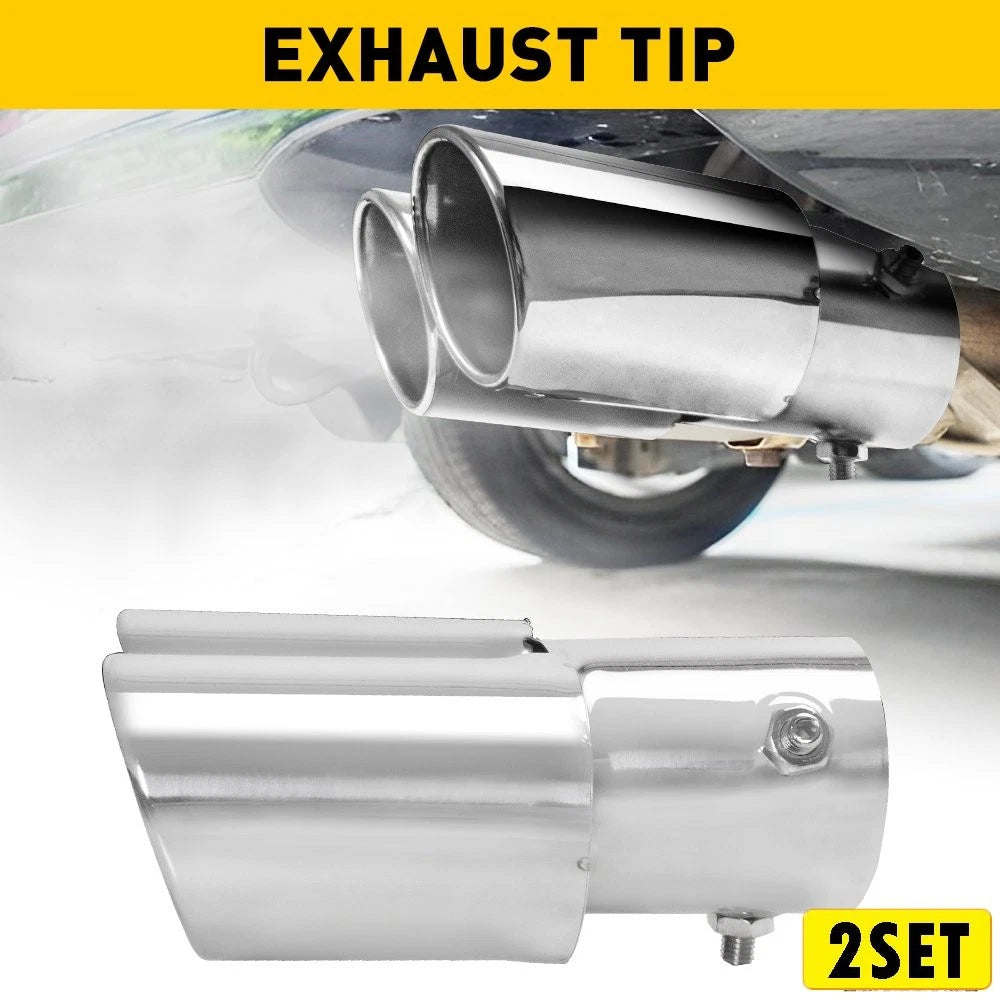 Set of 2 Exhaust Pipe Tail Muffler Tips for Universal Fit (Auto Accessories)