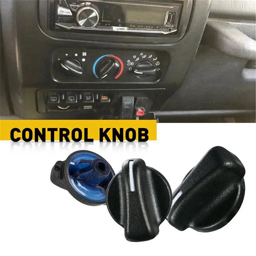 3 x A/C Heater Control Knob Fan Switch Set for Jeep Wrangler, Dodge Ram (2007-2023)