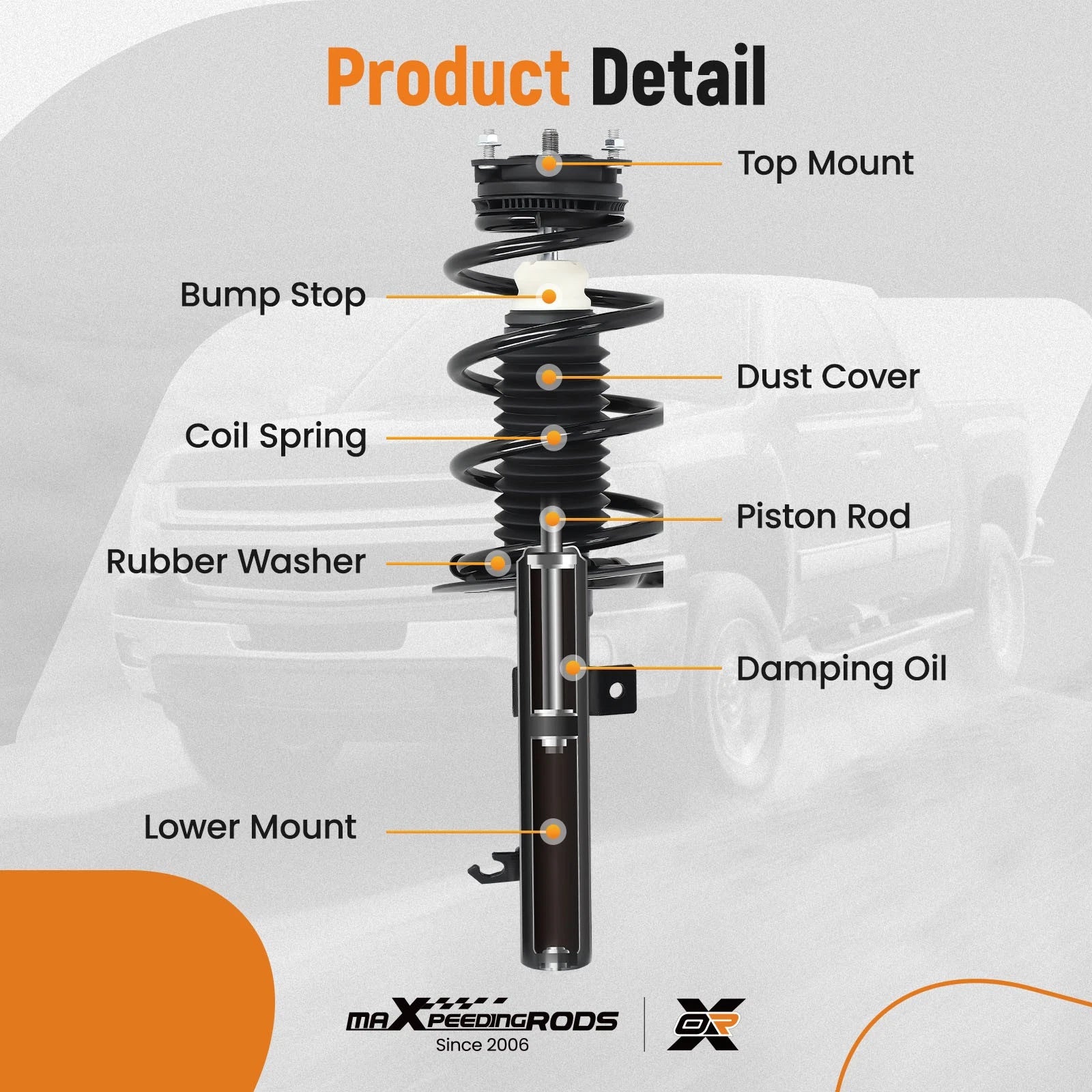 Pair Front Complete Strut w/ Coil Spring for Ford Focus (2008–2011) 272257 272258