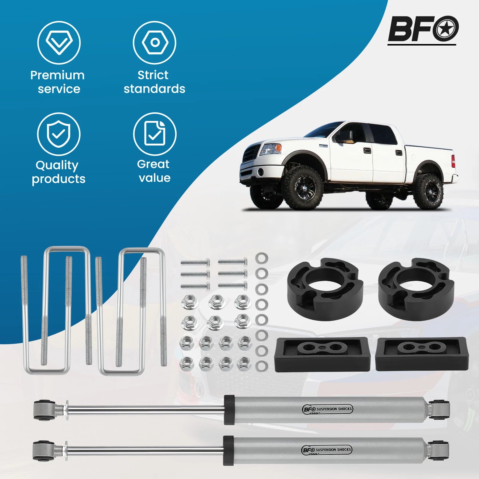 2.5" Leveling Lift Kit with Shocks for Ford F150 2WD 4WD (2004–2008)