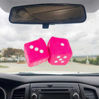 Fuzzy Rearview Mirror Dice for Car Truck Novelty Pink (Universal Fit)