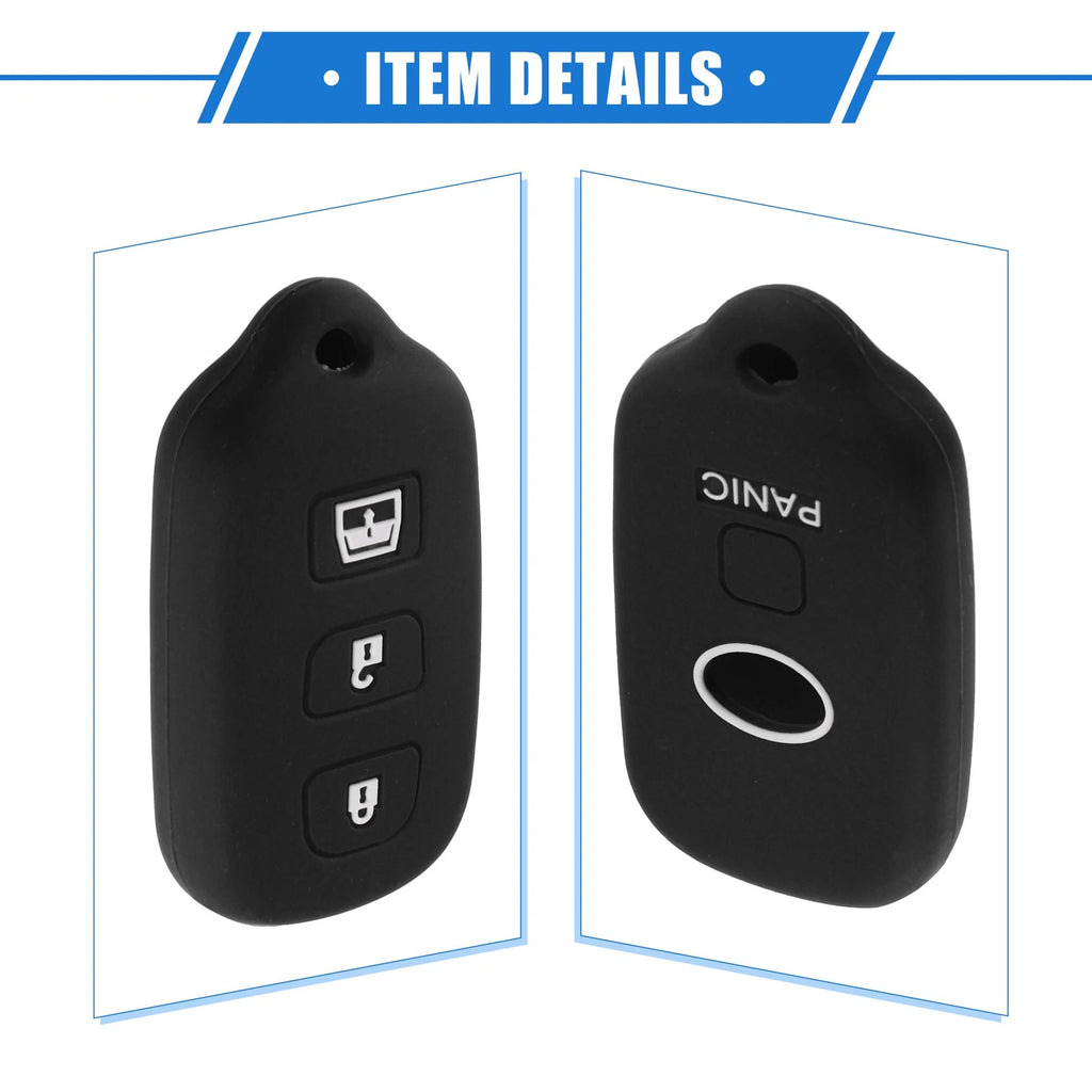 2X Remote Key Fob Case for Toyota 4Runner Sequoia (2003–2023) 4 Button Silicone Black