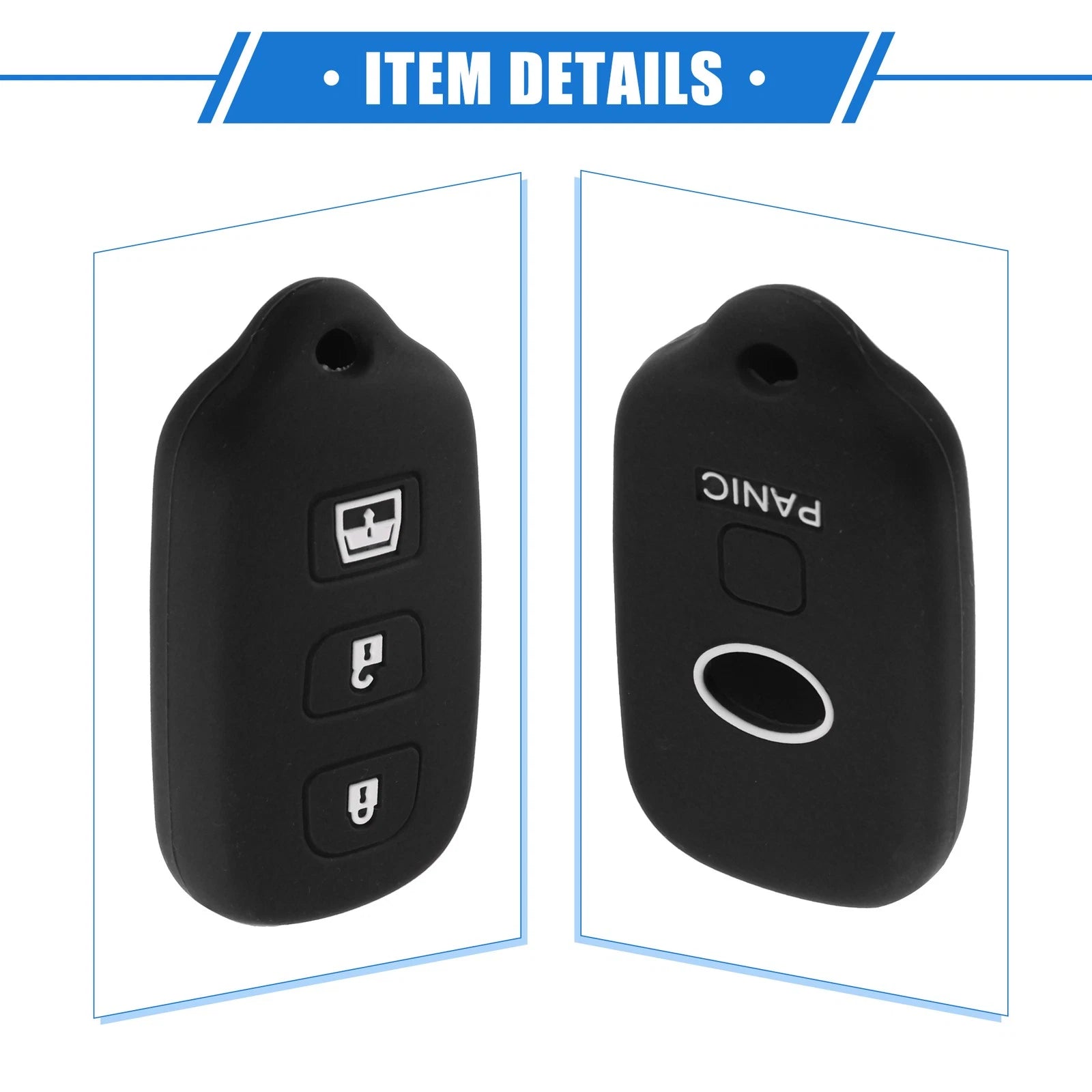 2X Remote Key Fob Case for Toyota 4Runner Sequoia (2003–2023) 4 Button Silicone Black