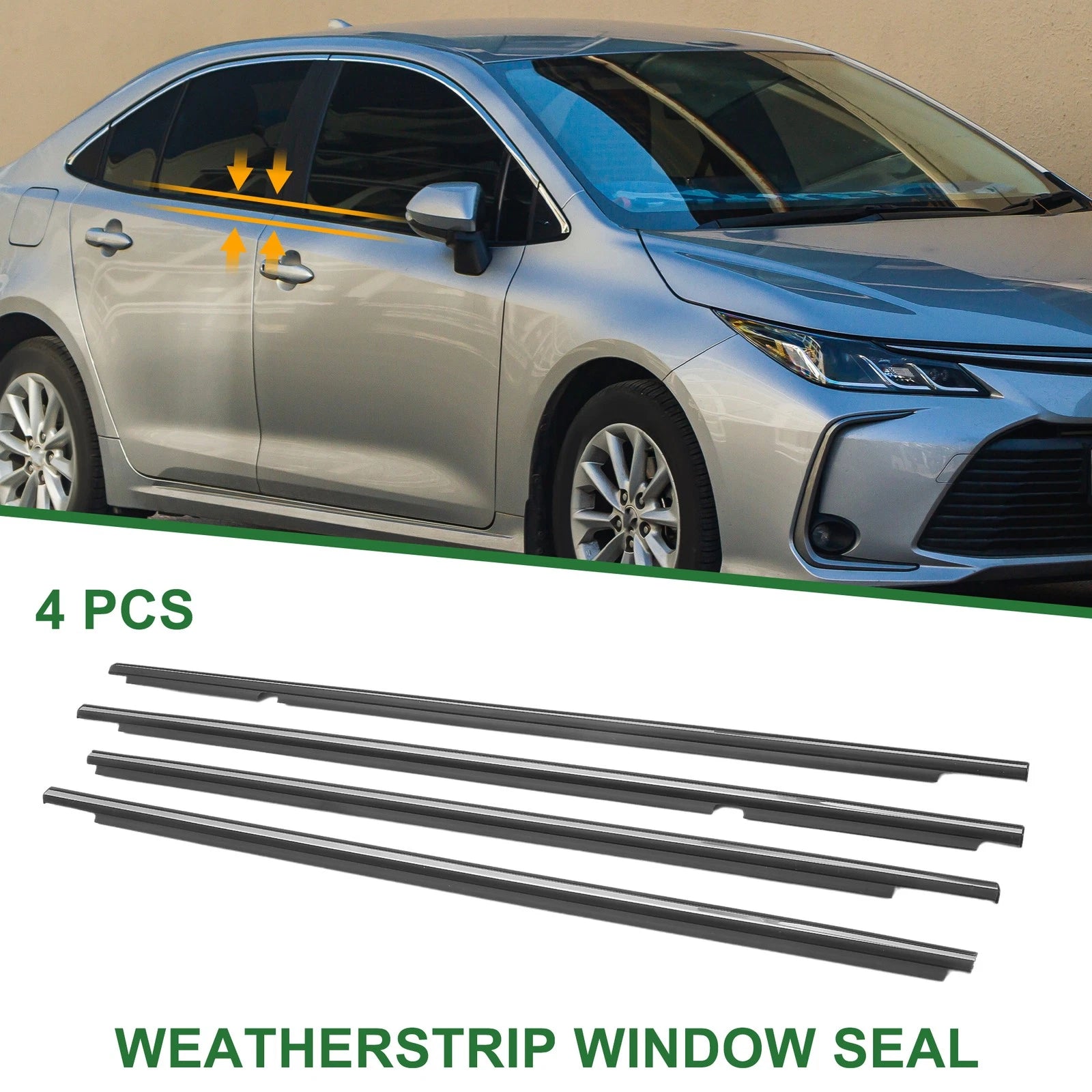 Set of 4 Weatherstrip Window Seal No.7571002110 for Toyota Corolla (2001–2008)