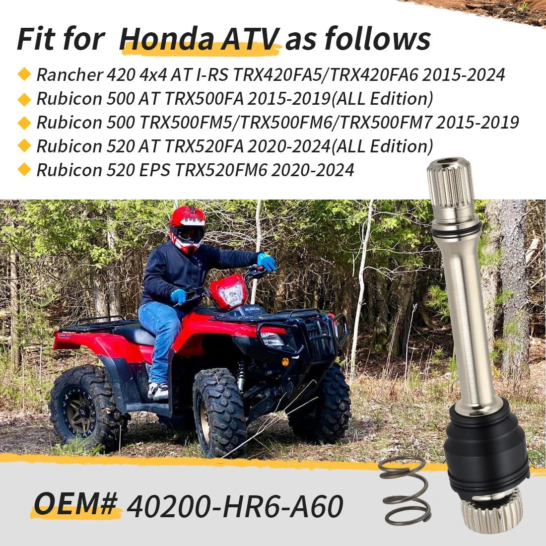 Propeller Shaft Rear Drive for Honda Rubicon 500 TRX 500FA/FM5/FM6/FM7 (2015–2019)