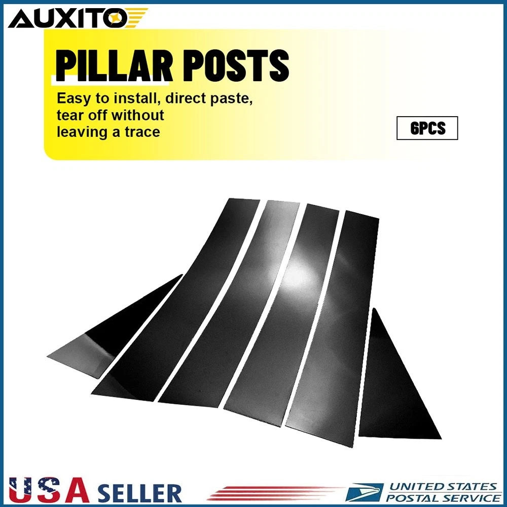 Set of 6 Door Window Pillar Post Cover Trim Glossy Black for Chevrolet Captiva (2009–2018)
