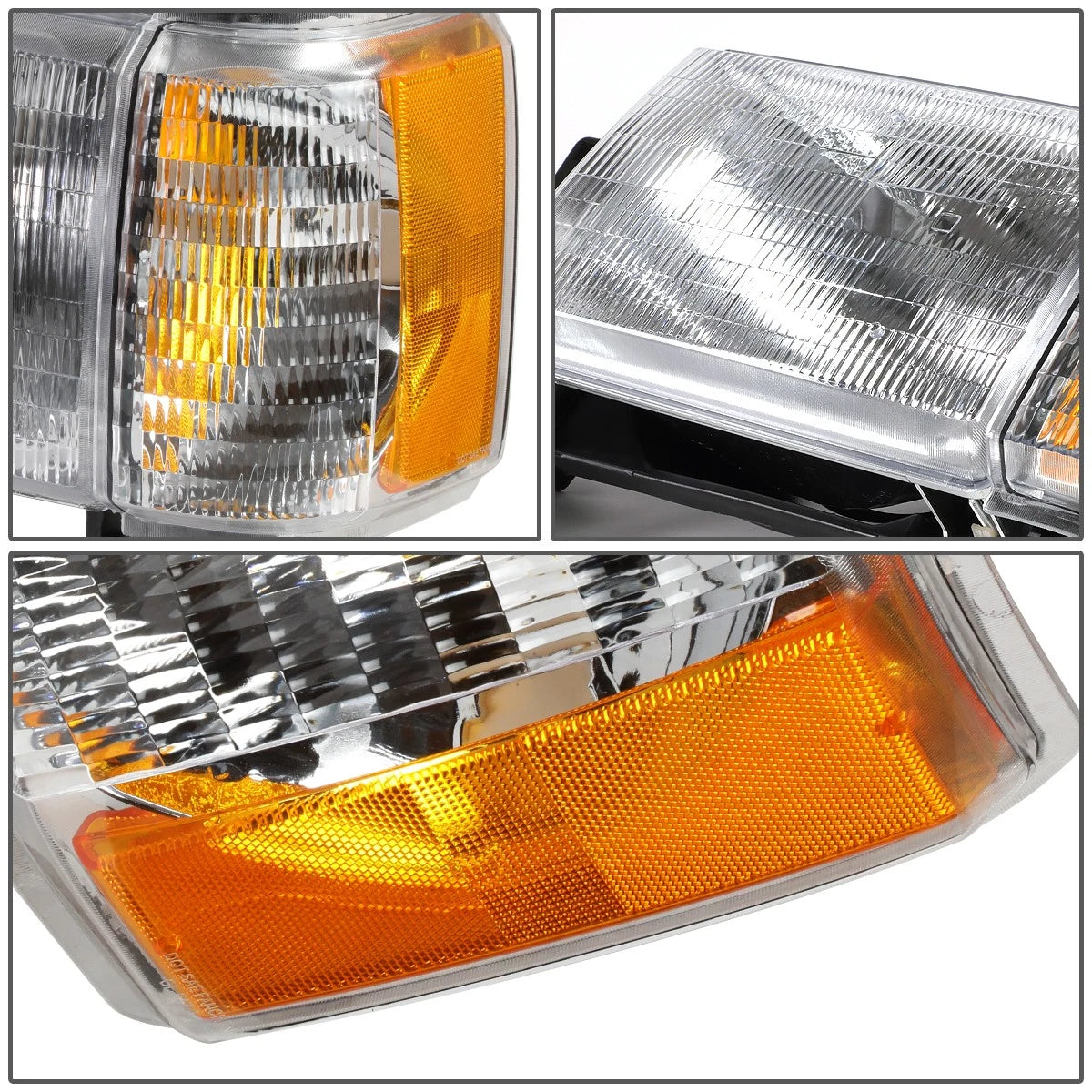 Chrome Housing Amber Corner Headlight for Ford F150 F250 F350 (1987–1991)