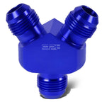 2X 10-AN Male Flare Y-Block Splitter Adapter - 8-AN Blue Anodize Reducer Fitting