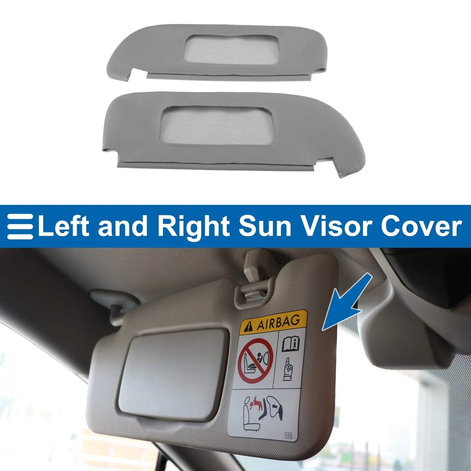Sun Visor Cover for Dodge Ram 1500 (1994–2001) Leather Gray