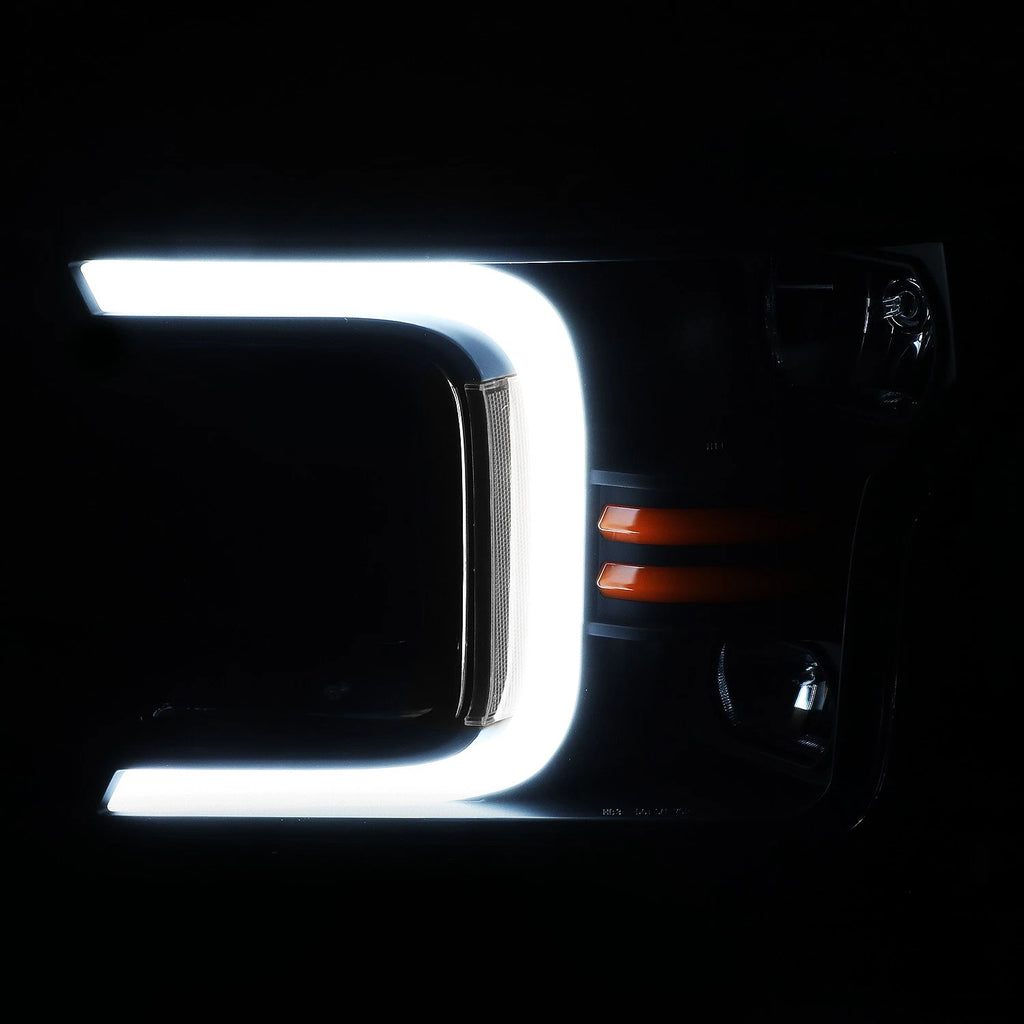 LED DRL Headlights for Ford F150 (2018–2020) - Black/Clear, Sequential Signal