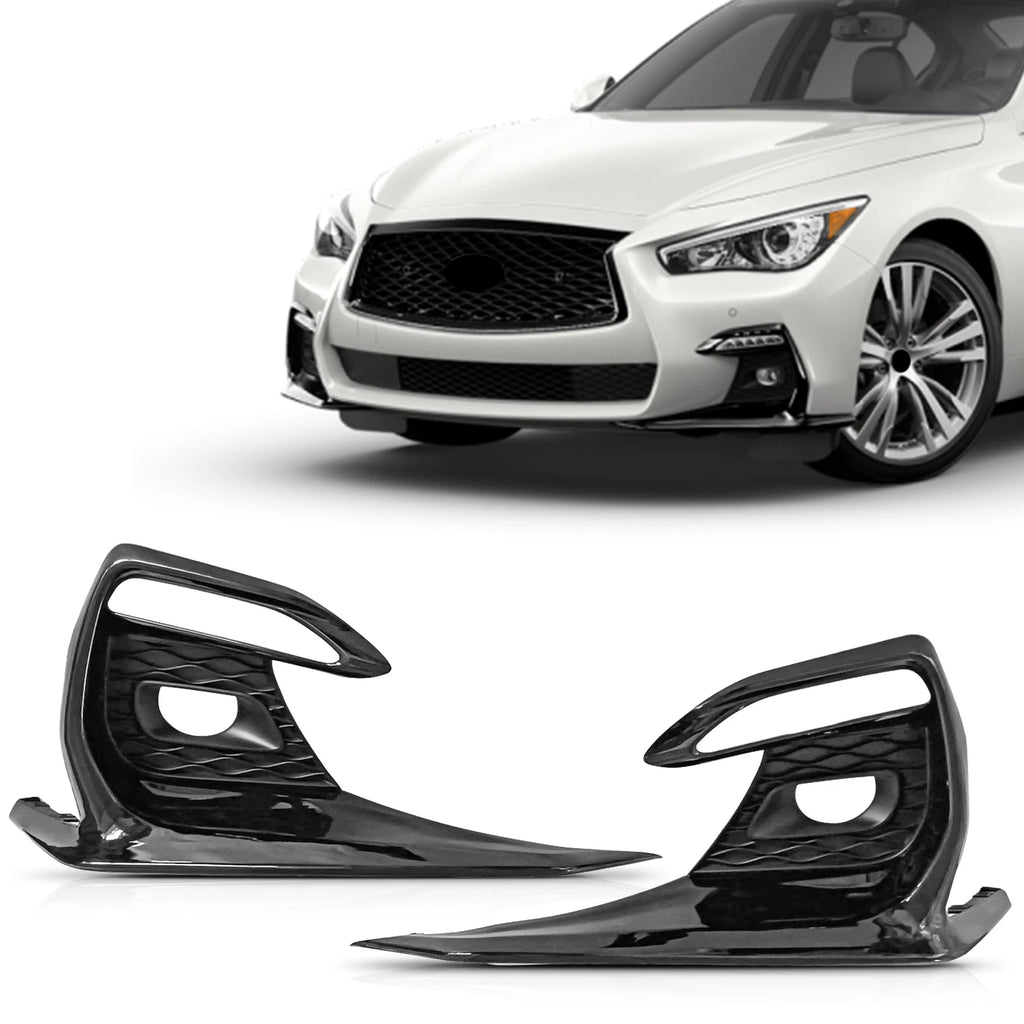 Fog Light Lamp Covers for Infiniti Q50 (2018–2020) Black Grille Bezels