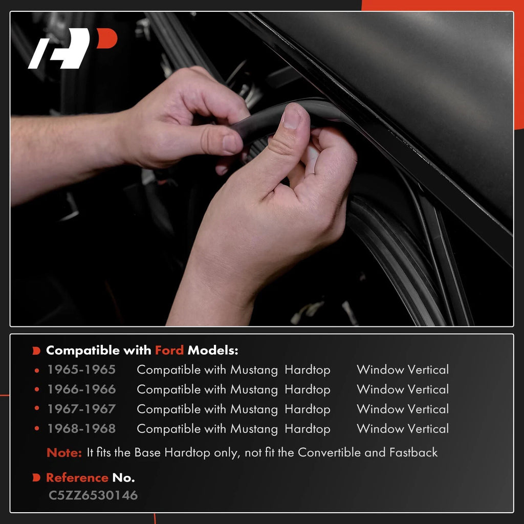 2Pcs Window Vertical Weatherstrip Seal for Ford Mustang (1965–1968)