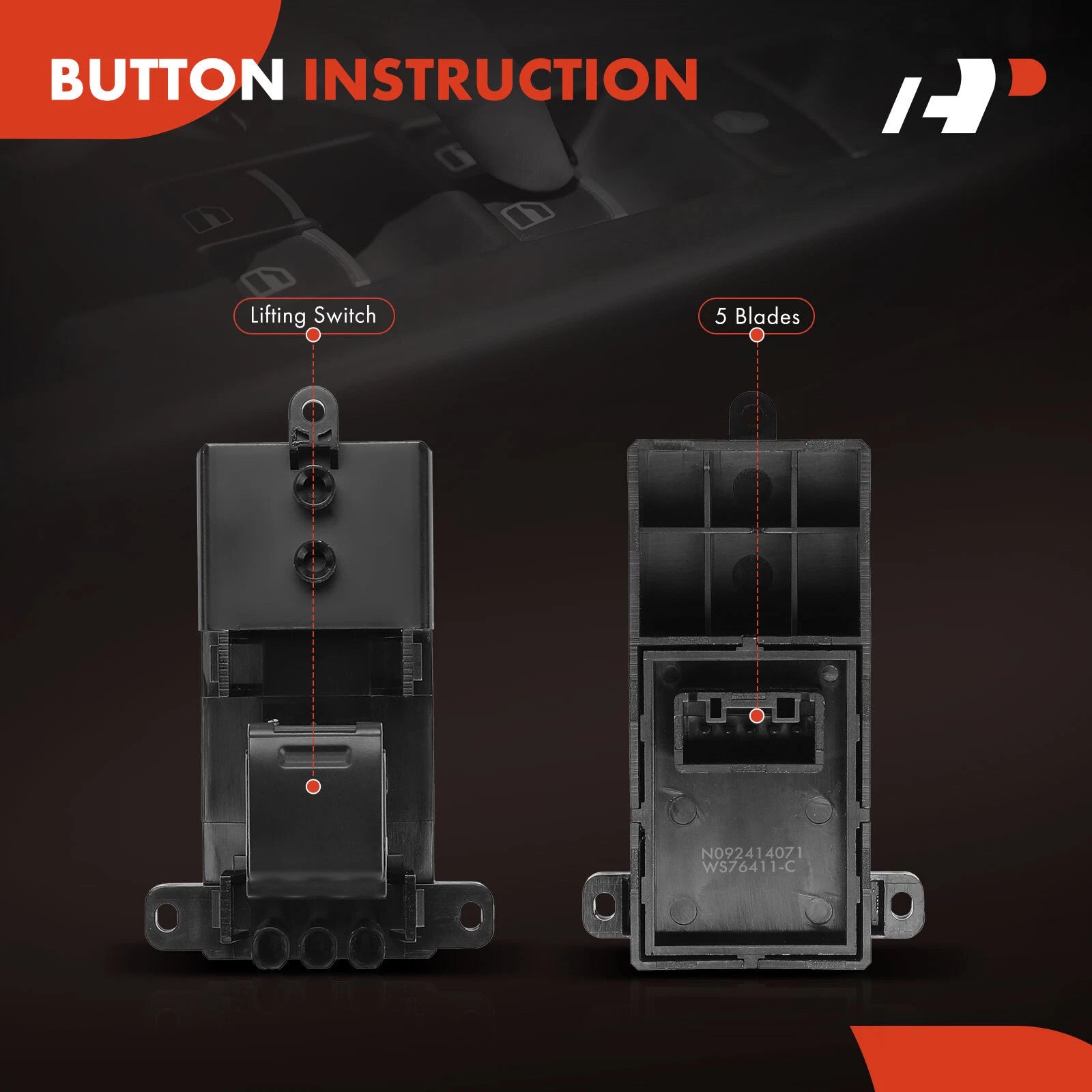 Rear Power Window Switch for Honda Fit (2015–2020) HR-V (2016–2022)