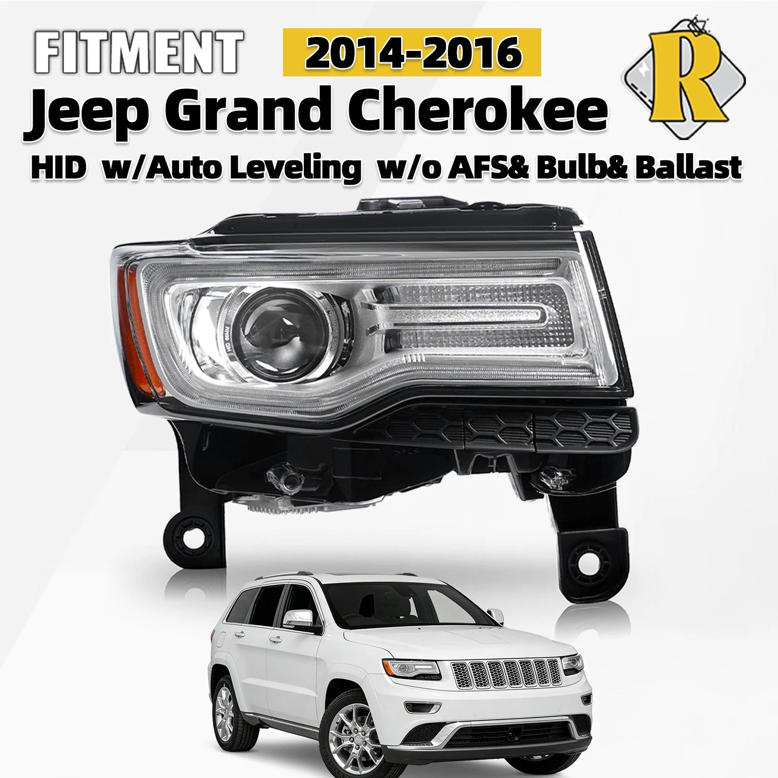 HID/Xenon Headlight Right Passenger for Jeep Grand Cherokee (2014–2016)