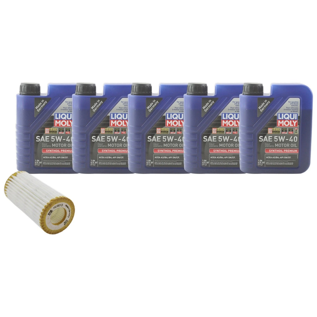 5L Liqui Moly Synthoil Premium 5W-40 Engine Oil Change Kit for A3 A6 (2000–2023)