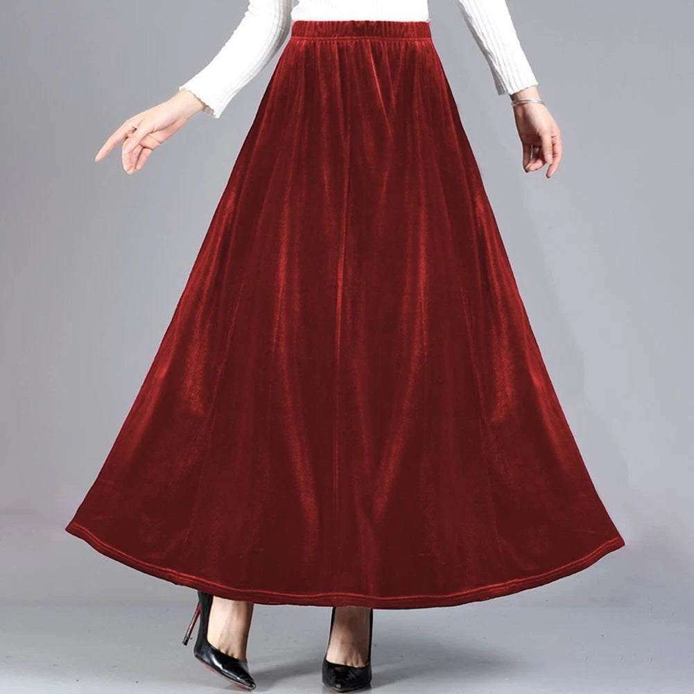 Set of 4 Casual Velvet High Waist A-Line Skirts for Women