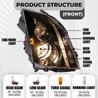 Pair Halogen Headlights for Cadillac CTS (2008-2015) with Bulbs