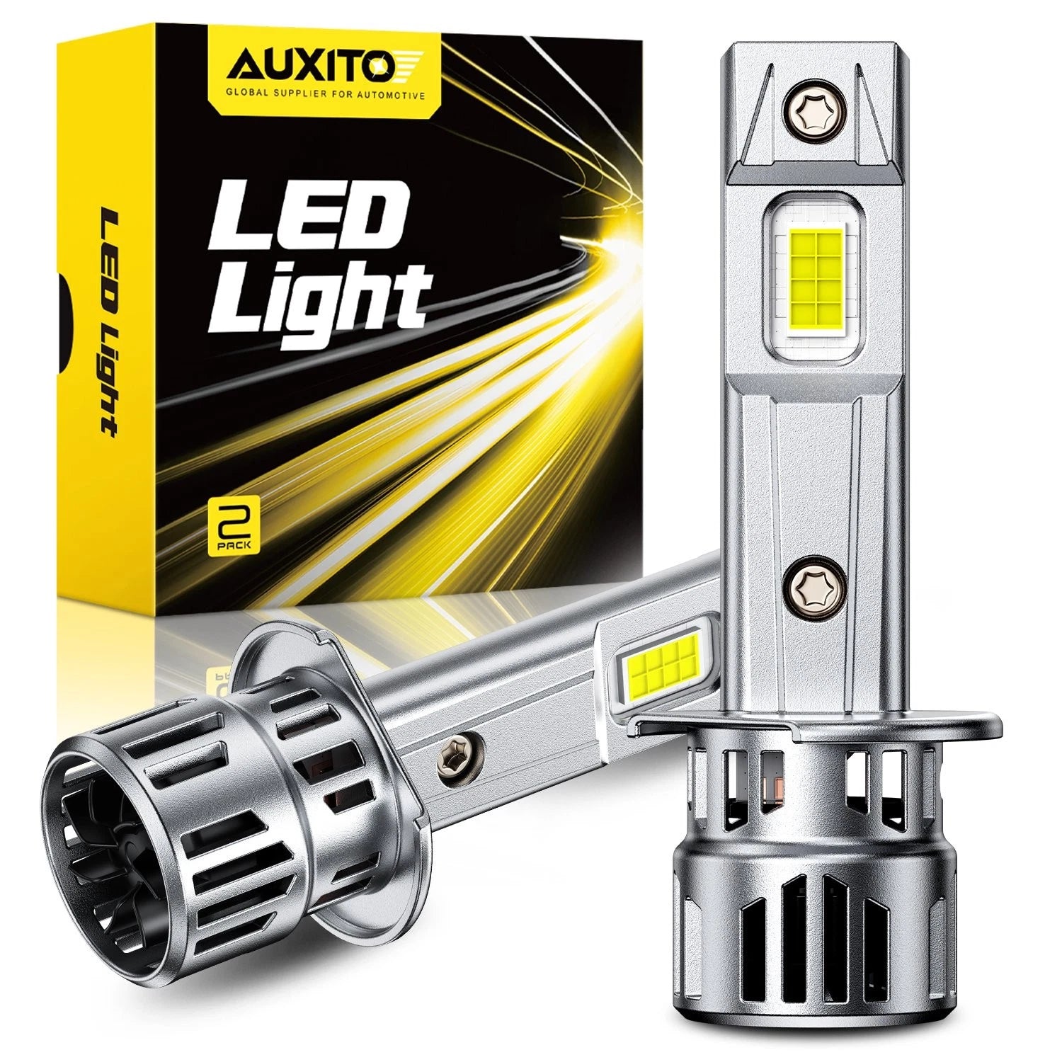 Set of 2 AUXITO H1 LED Headlight Bulbs for Hi Lo Beam (6500K)