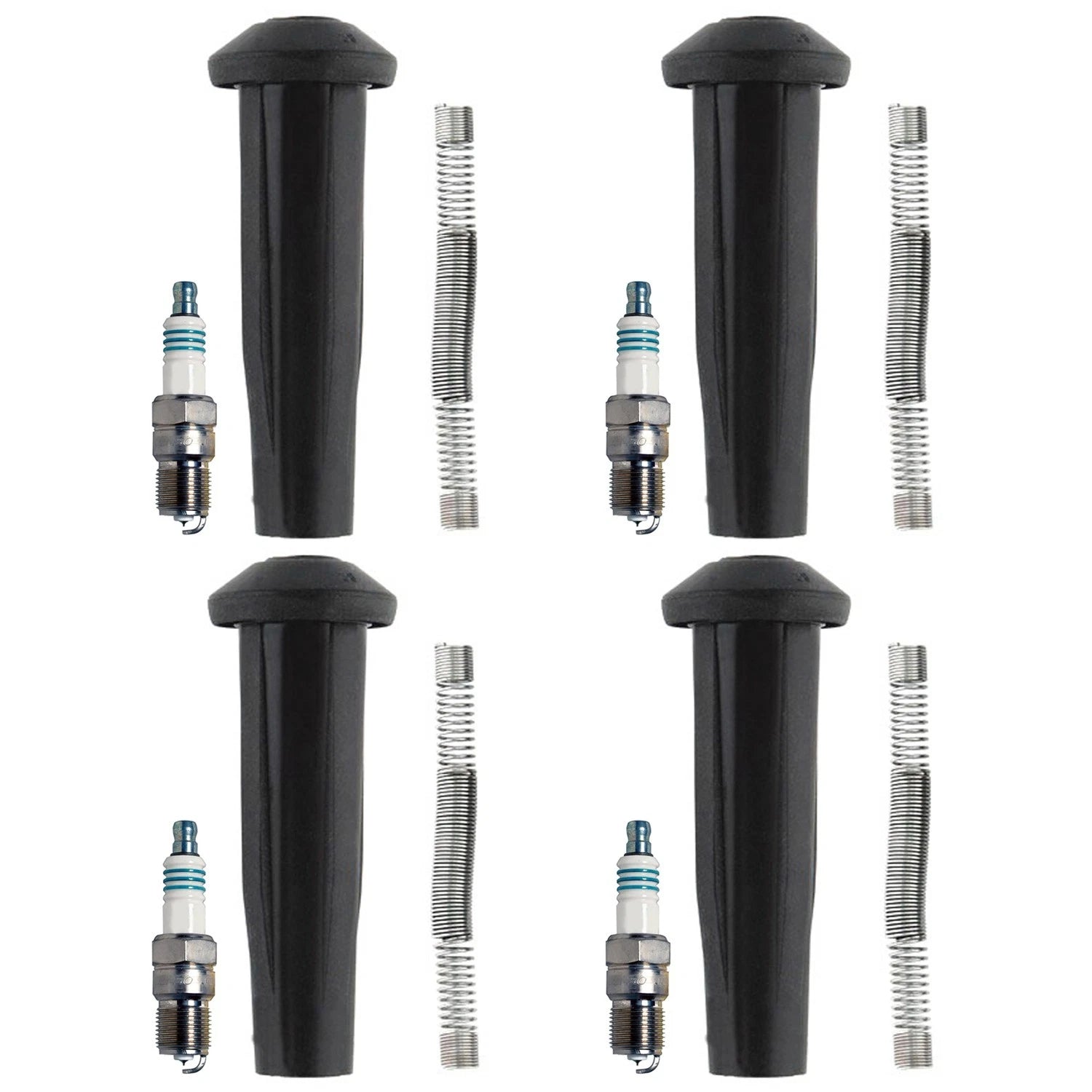 Set of 4 Denso Iridium Power Spark Plugs & Coil Boots for Ford Escape Focus