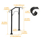 Adjustable Steel Step Handrail for Outdoor Stairs (1-2 Steps)