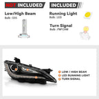 HID/Xenon Headlight w/ LED DRL Black Trim for Chrysler 200 (2015–2017)
