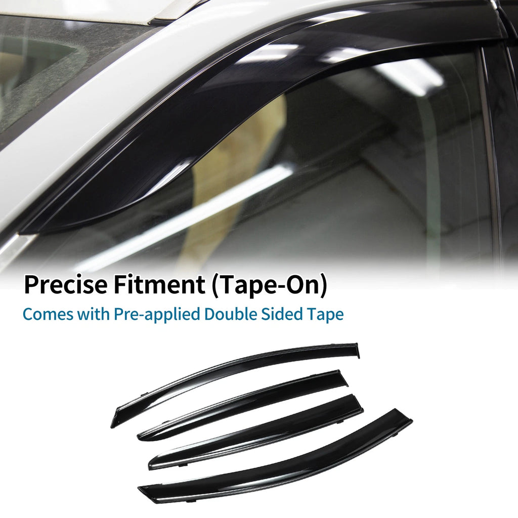Set of 4 Window Deflectors for Ford Focus Sedan (2019) - Black Vent Visors