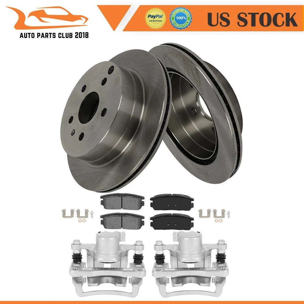 2X Rear Brake Calipers Rotors & Ceramic Pads for Chevrolet Equinox (2010–2017)