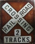 Vintage Tin Metal Sign Railroad Crossing for Train (2174)