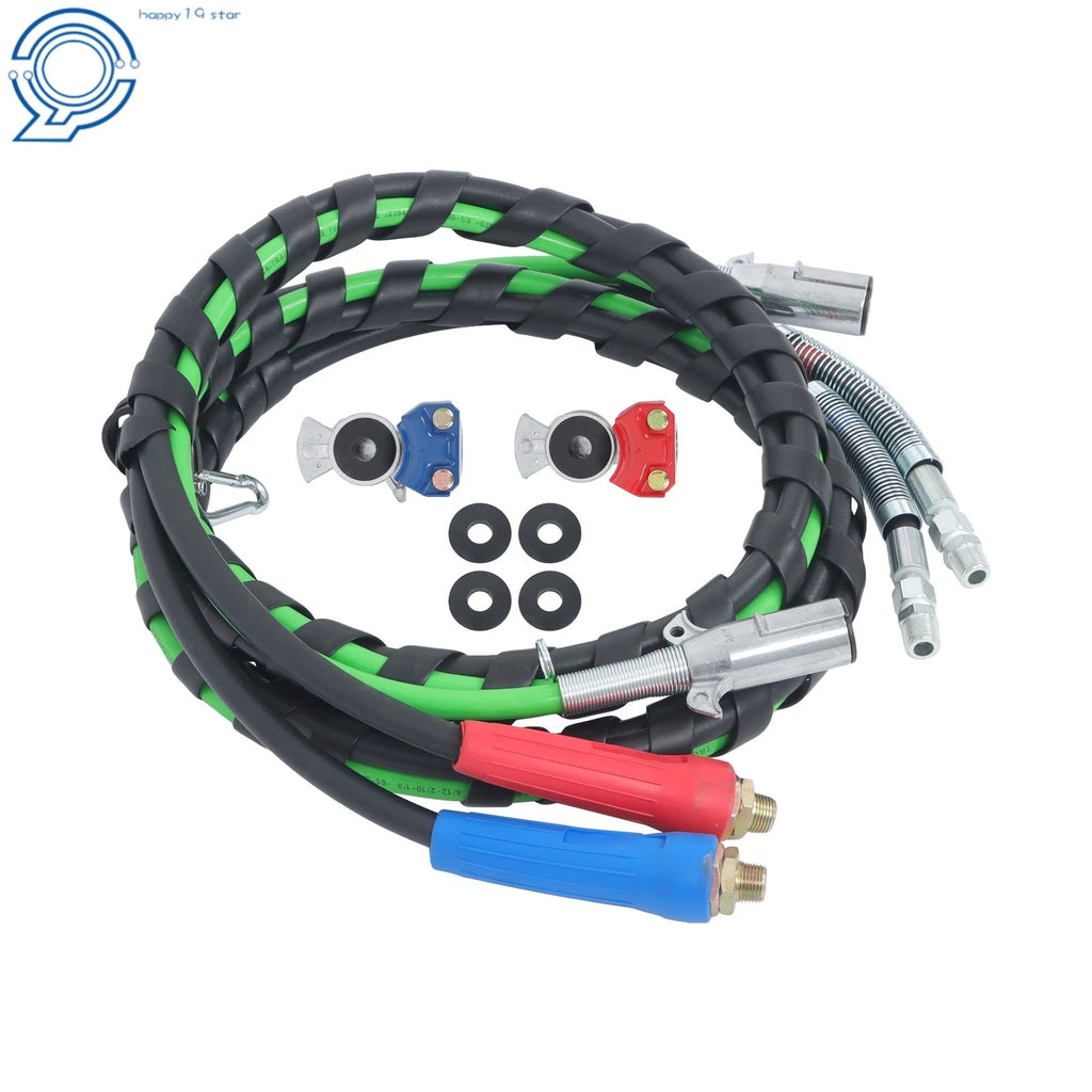 Set of 2 Air Line Hose Assemblies for Semi Truck Tractor Trailer (12 Ft)