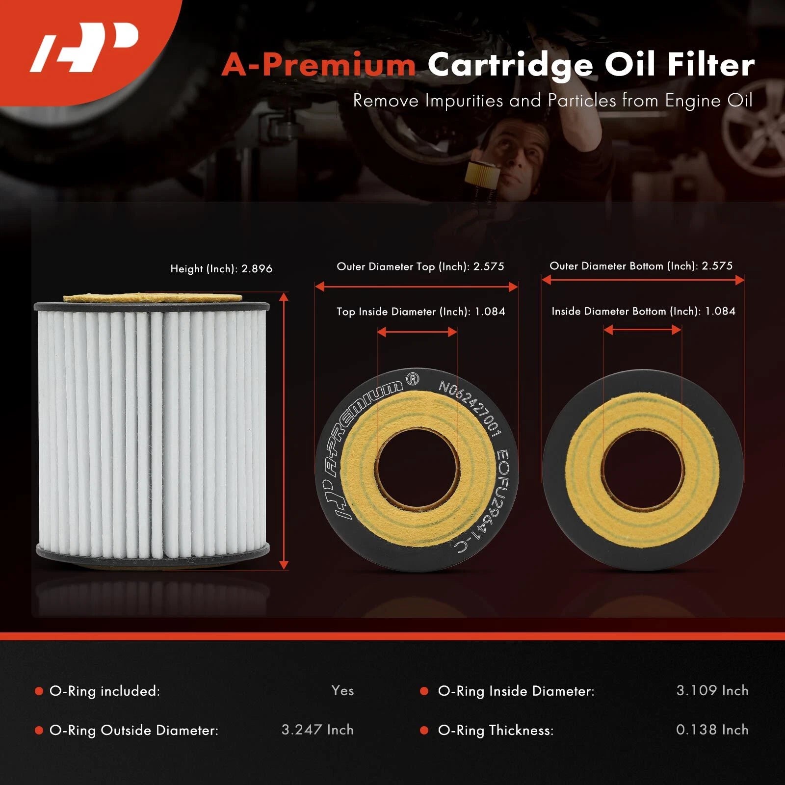 Engine Oil Filter for Ford Escape (2005–2009), Fusion (2006–2009), Mazda 6