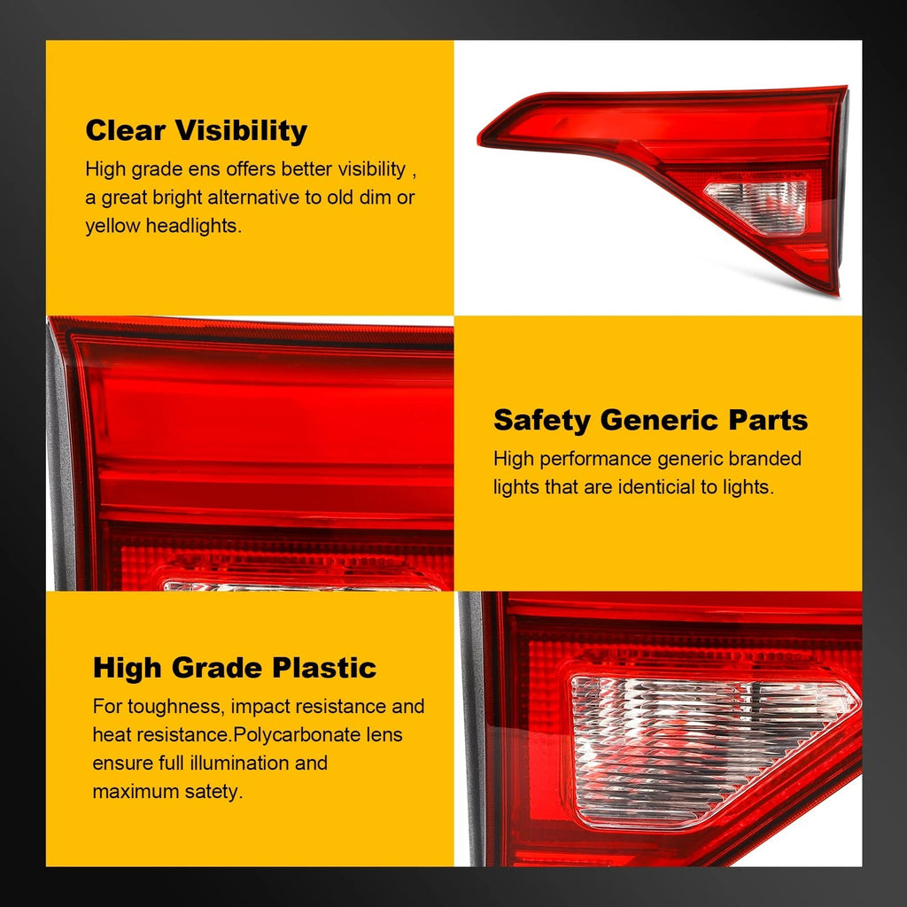 2X Inner LED Tail Light Assembly for GMC Acadia (2017–2019) Red Housing