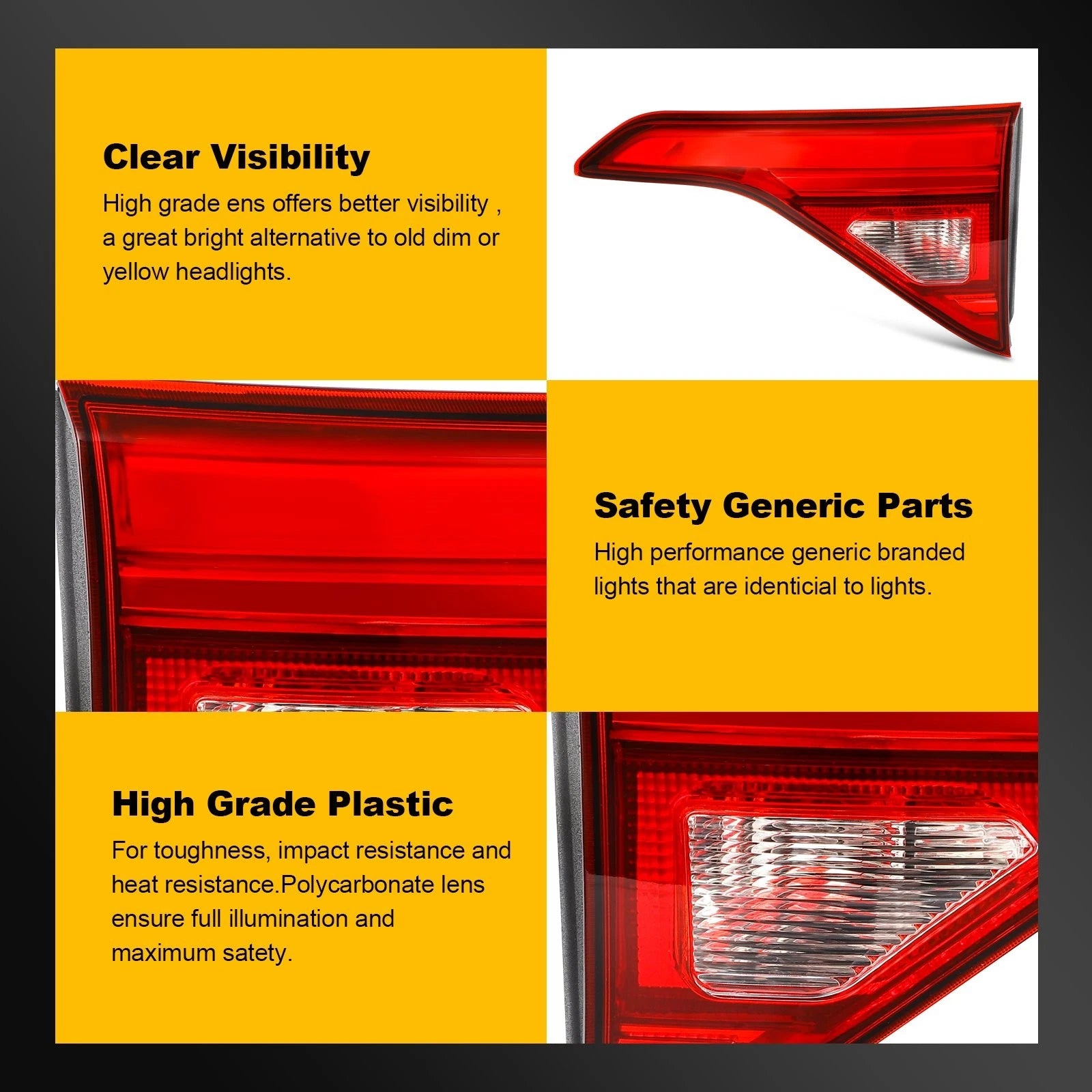 2X Inner LED Tail Light Assembly for GMC Acadia (2017–2019) Red Housing