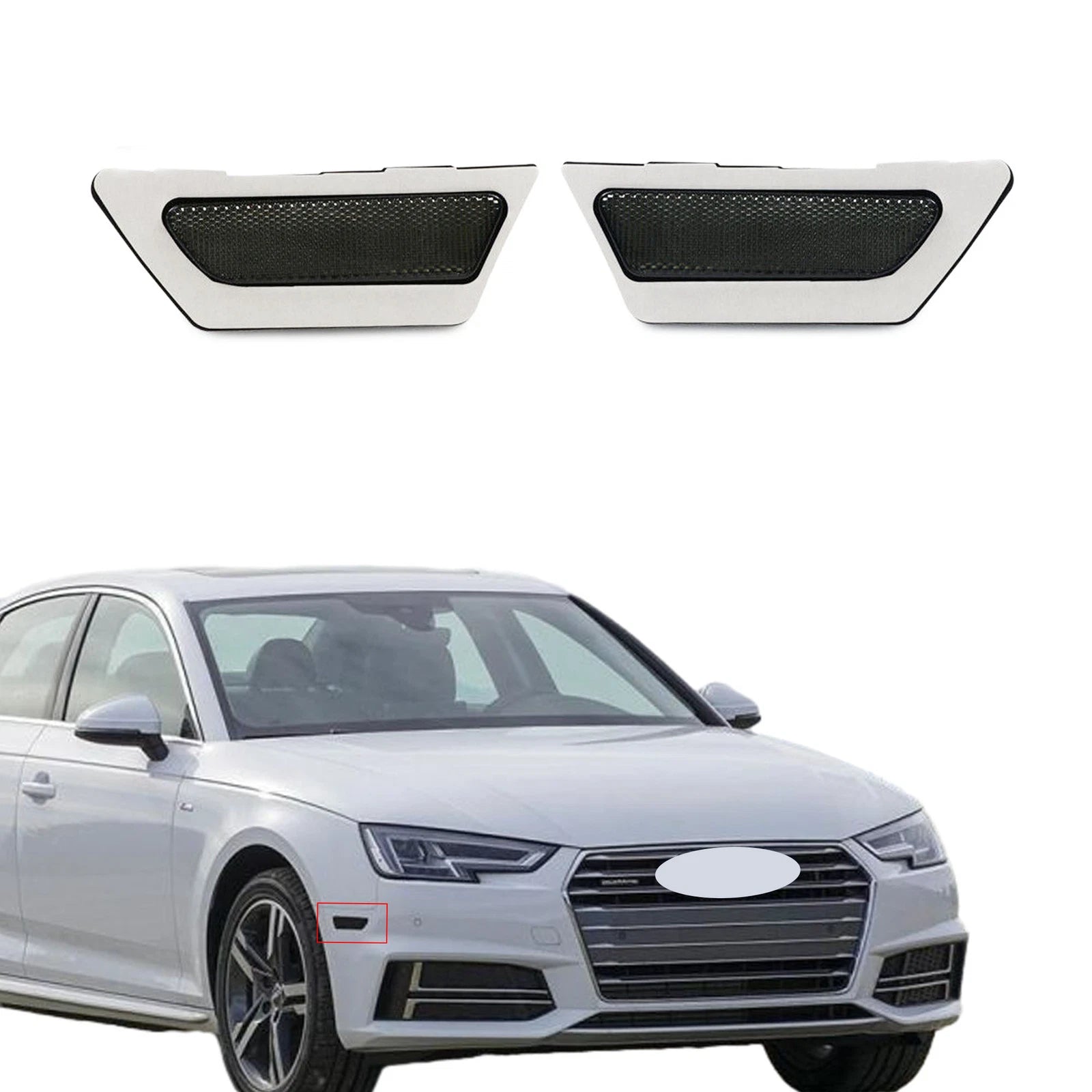 2X Front Bumper Reflector Side Marker Lights for Audi A4 S4 (2017-2018)