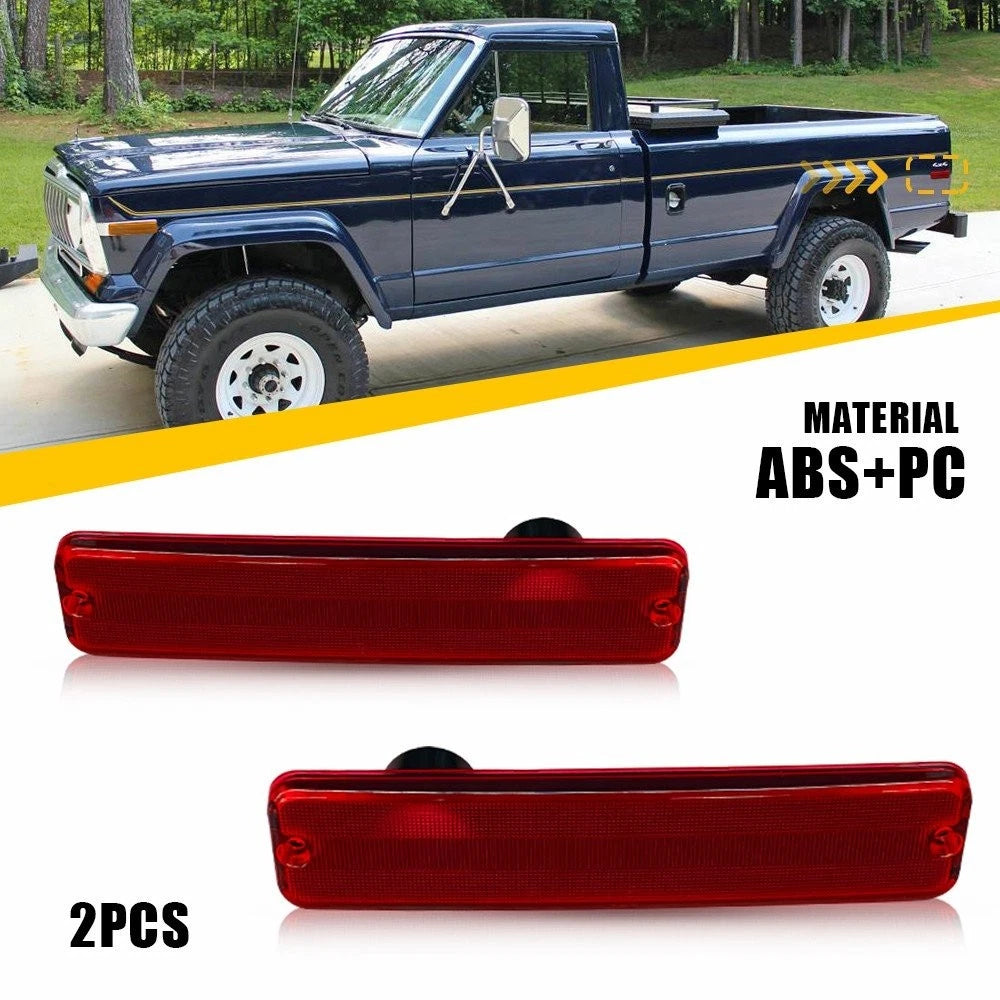 2Pcs Red Rear Side Marker Light Housings for Jeep CJ5 CJ6 CJ7 CJ8 SJ (1976–1986)