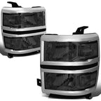 Pair of Smoked Housing Clear Side Headlights for Chevy Silverado (2014–2015)
