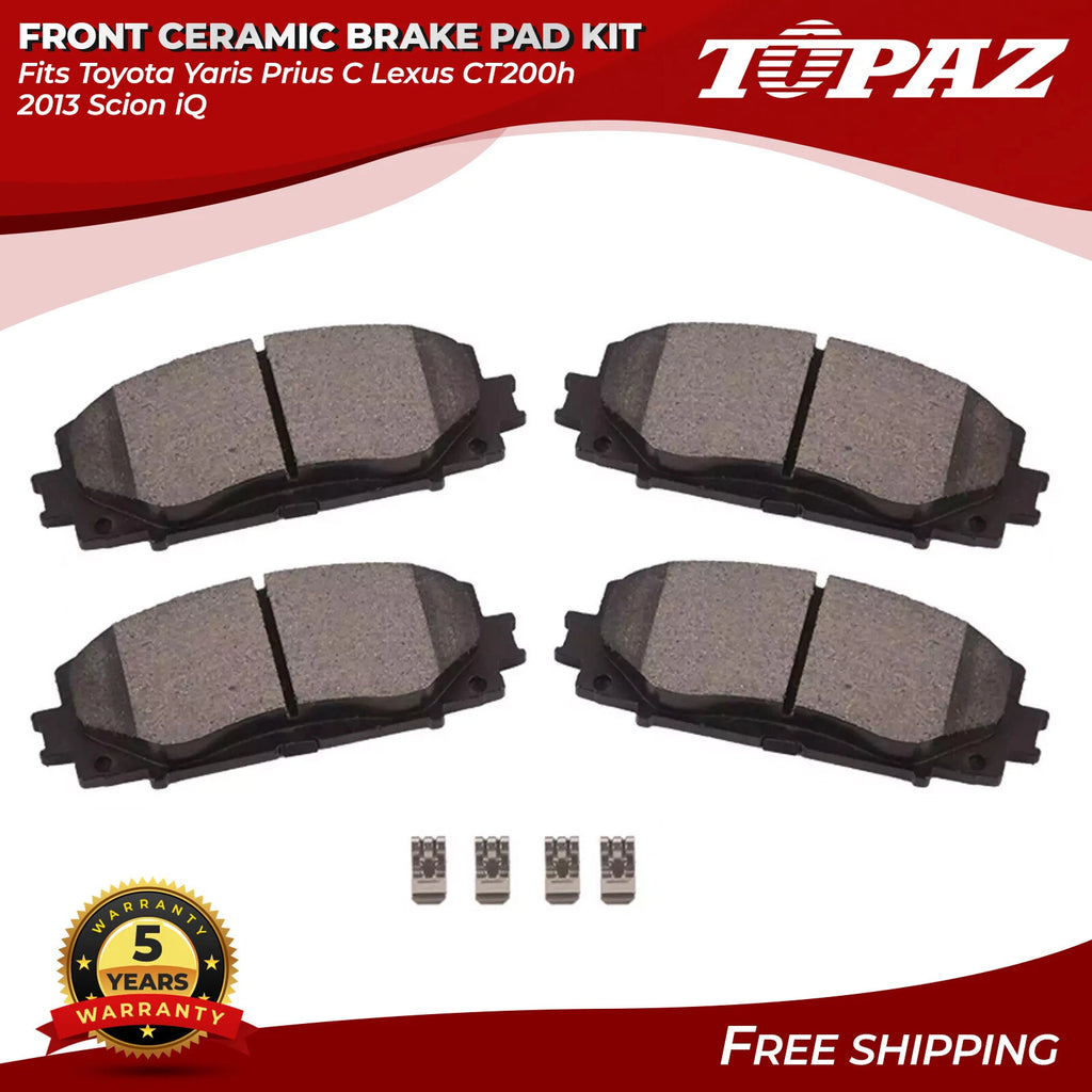 Front Ceramic Brake Pad Kit for Toyota Yaris Prius C Lexus CT200h (2013)