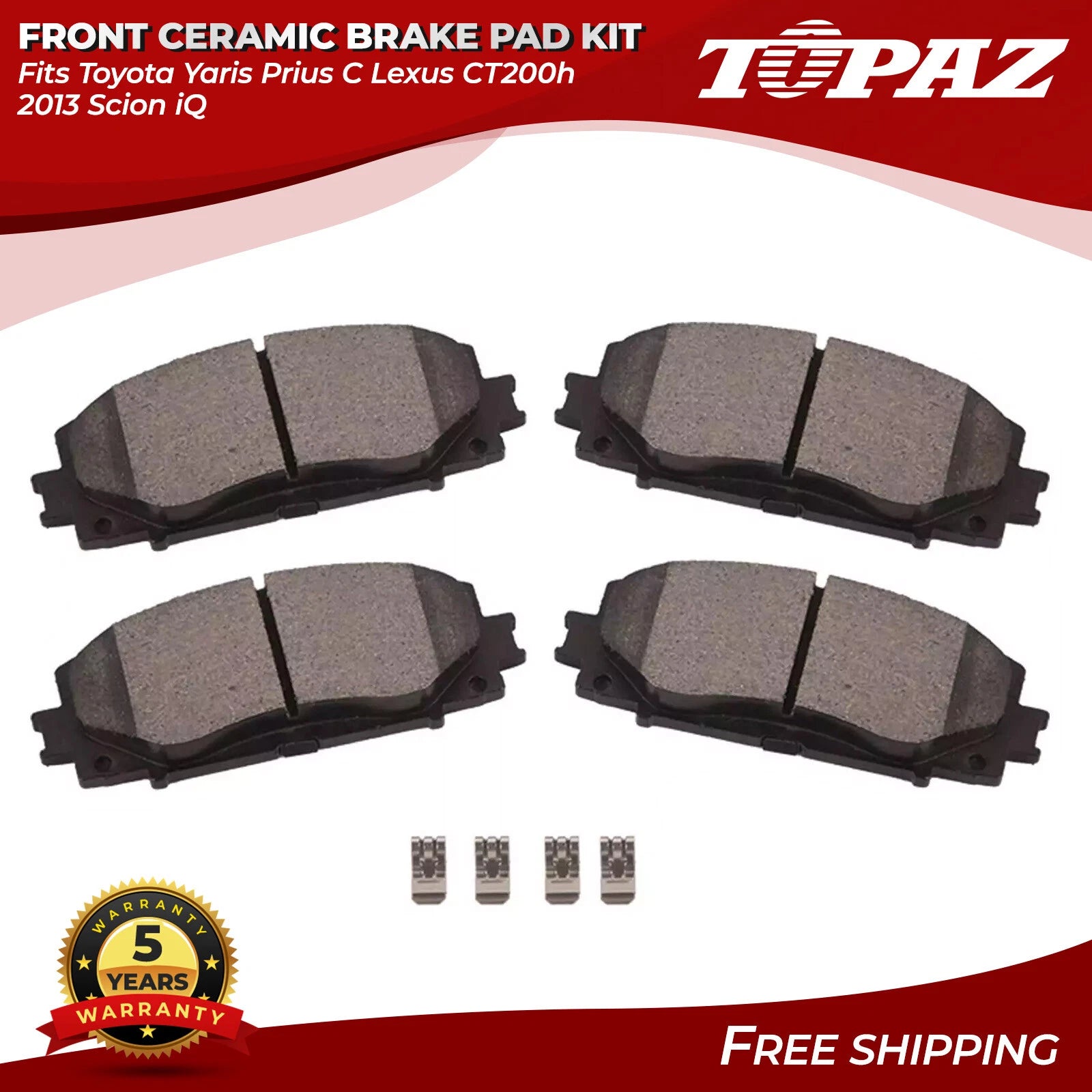 Front Ceramic Brake Pad Kit for Toyota Yaris Prius C Lexus CT200h (2013)