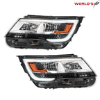 LED DRL Chrome Headlight Pair for Ford Explorer Limited/XLT (2016–2018)