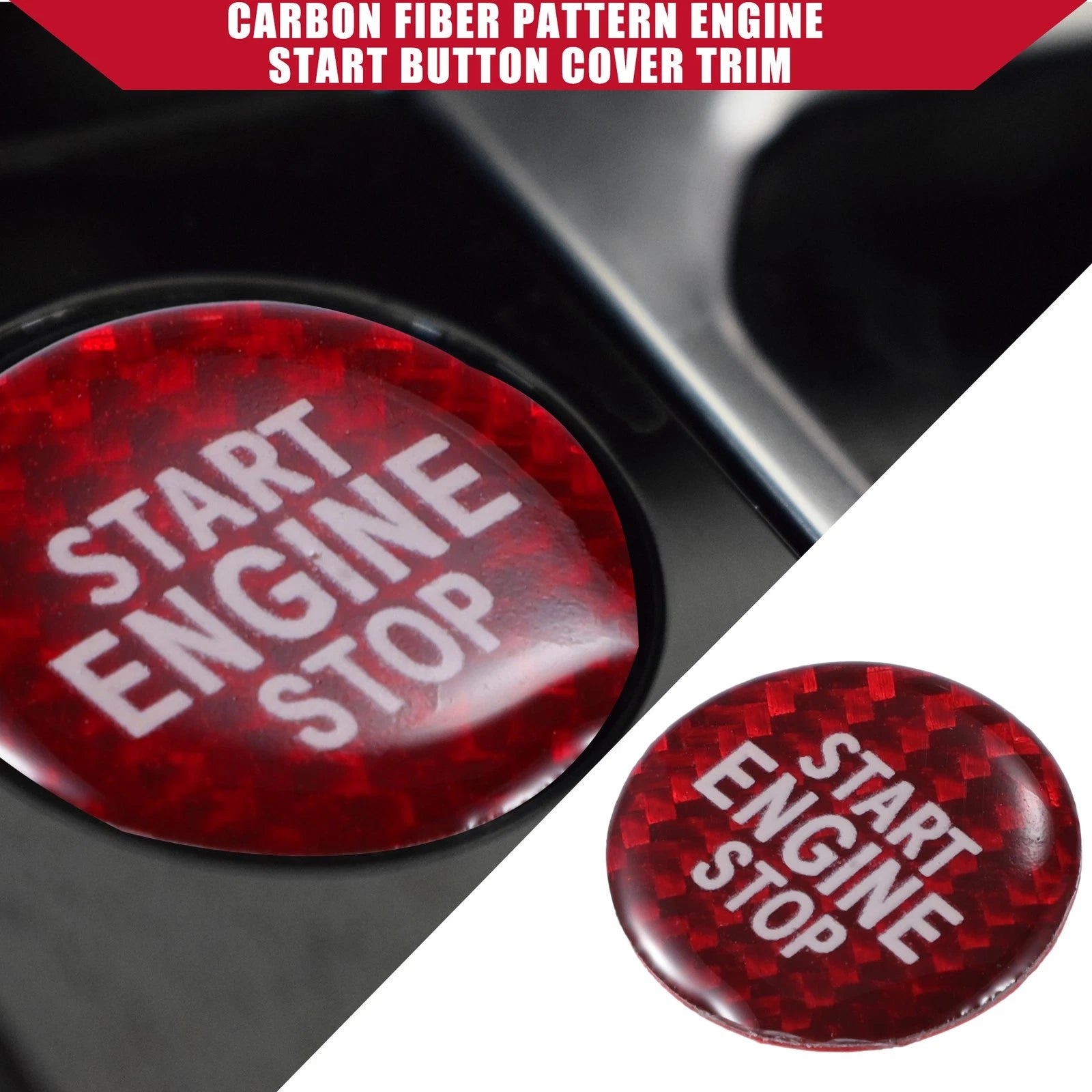 Carbon Fiber Pattern Engine Start Stop Button Cover Trim for VW CC (2012–2017)