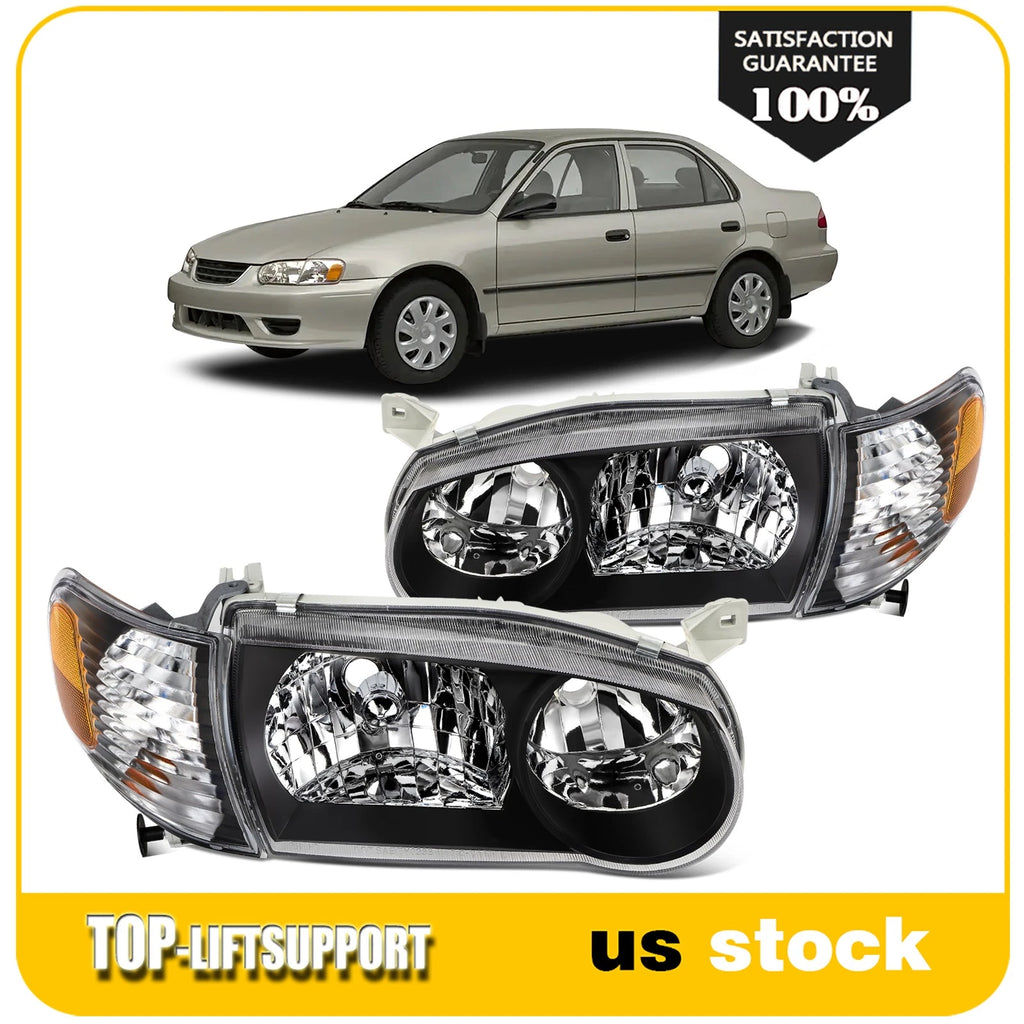 2X Headlight Assembly for Toyota Corolla (2001–2002) with Projector
