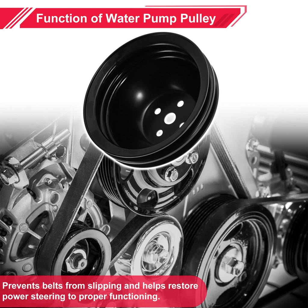 2 SWP Double-Groove Short Water Pump Pulley for Chevy Big Block (396–454)