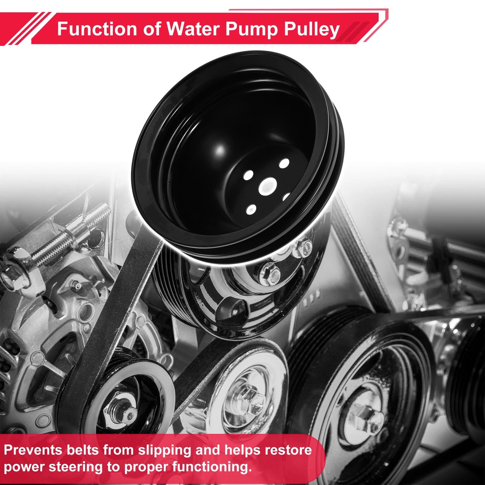 2 SWP Double-Groove Short Water Pump Pulley for Chevy Big Block (396–454)