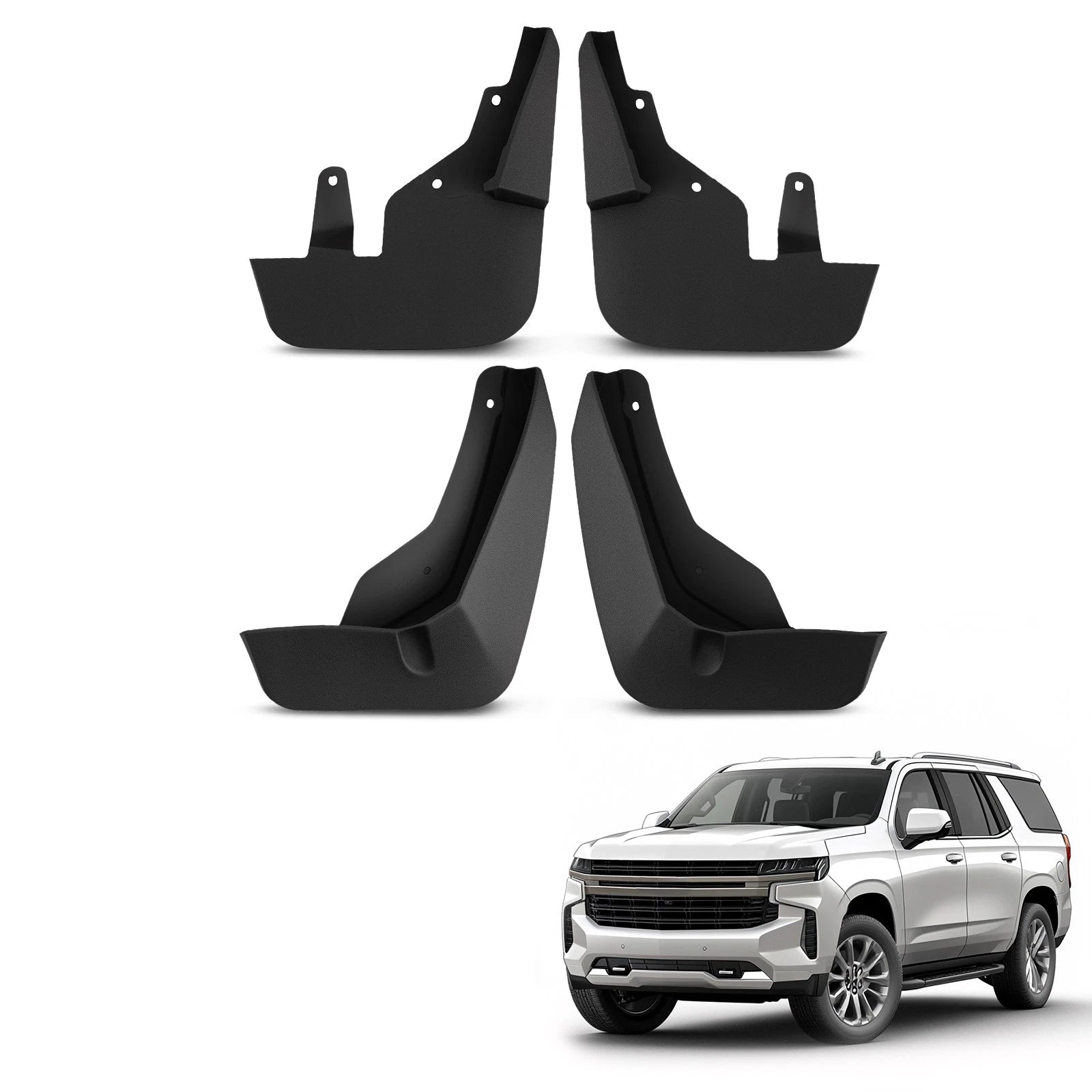 Set of 4 Black Mud Flaps Guards for Chevrolet Tahoe Suburban (2021–2025)