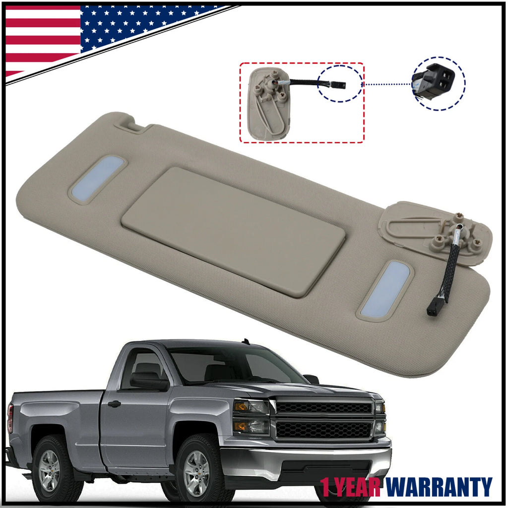 Right Side Sun Visor with Light for Chevrolet GMC Sierra (2007–2014) 22850310
