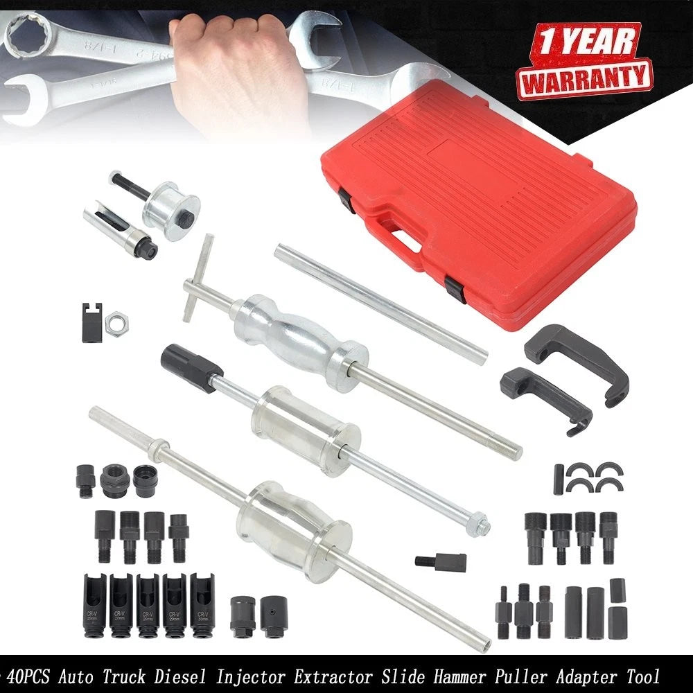 Injector Extractor Slide Hammer Tool Kit for Auto Truck Diesel (40 Pcs)