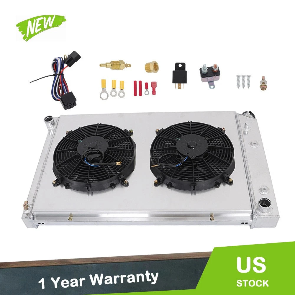 4 Row Aluminum Radiator with Shroud Fan for Chevrolet GMC (1981–1991)