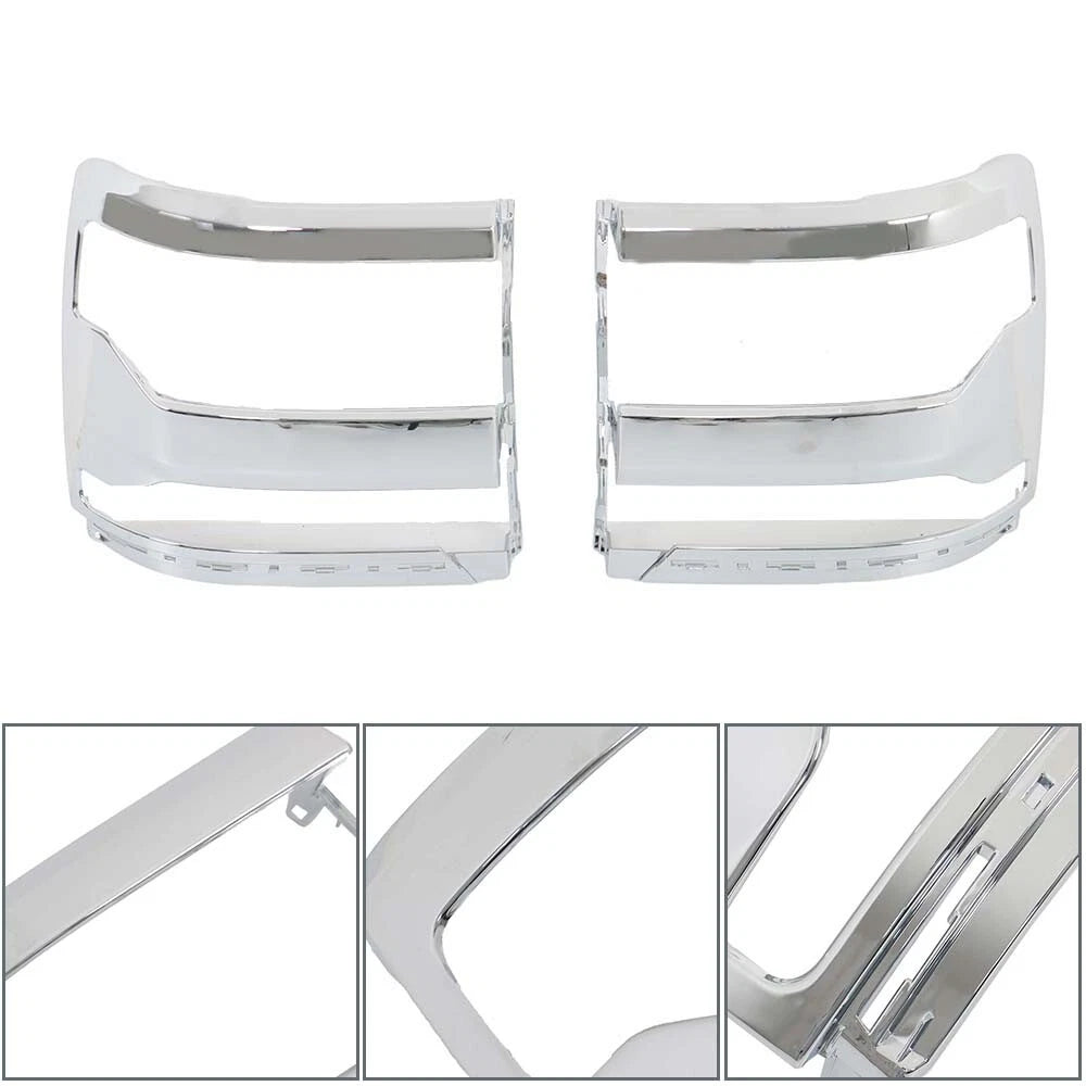 Chrome Headlight Trim Bezel Cover Pair for Chevy Silverado 1500 (2016–2019)