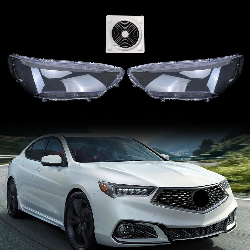 Left + Right Headlight Clear Lens Shell + Glue for Acura TLX (2018–2020)