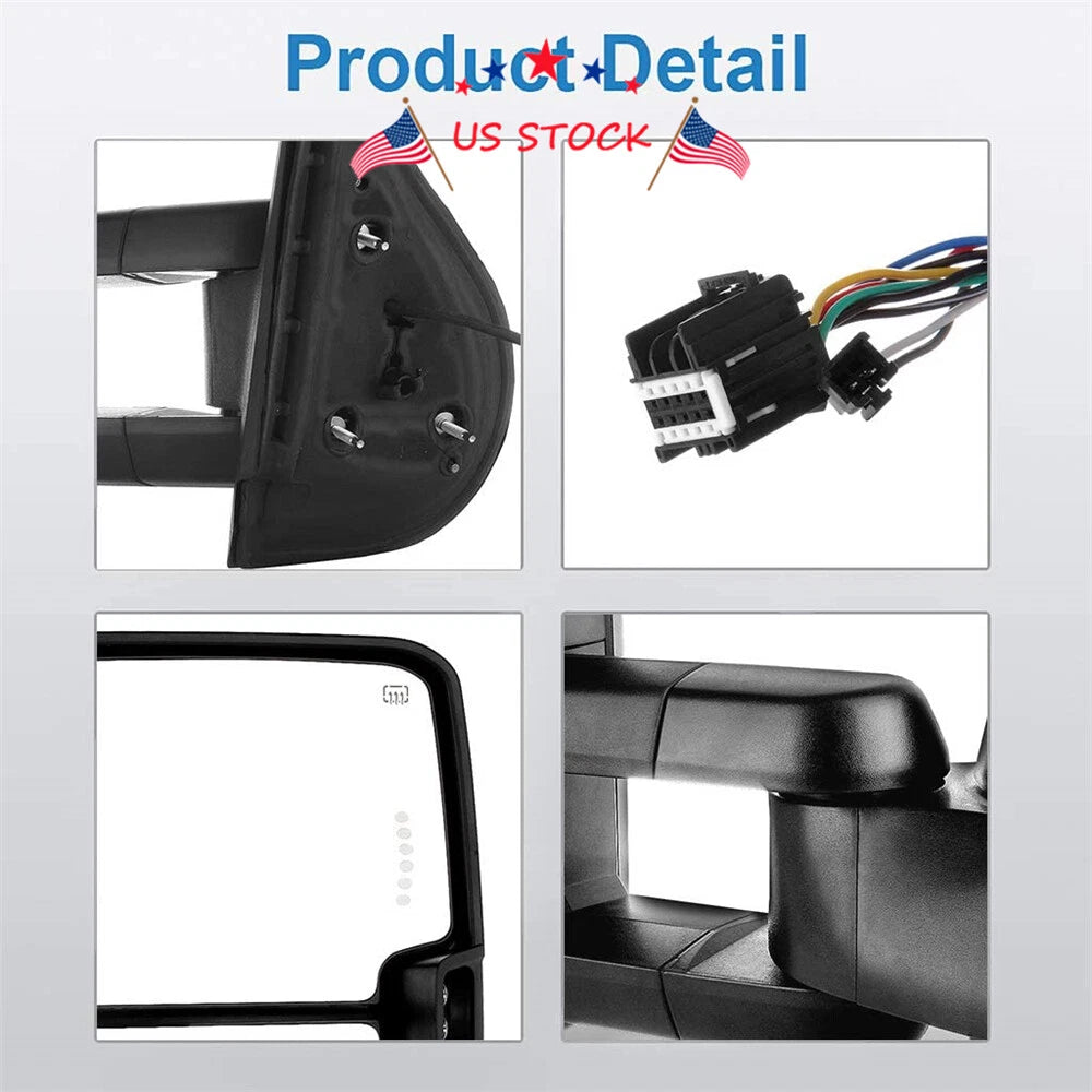 Chrome Power Heated Tow Mirrors with Dynamic LED Signal for GMC Sierra 1500 (2007-2013)
