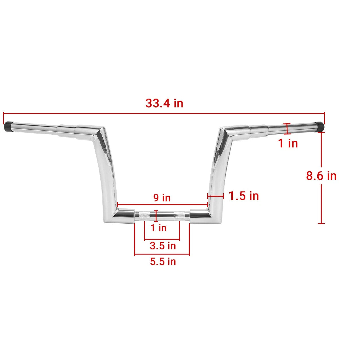 10" Chrome Rise Ape Hanger Handlebar for Harley (Fits DNA Monster Fat Bars)